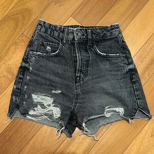 Zara Black Distressed Jean Shorts